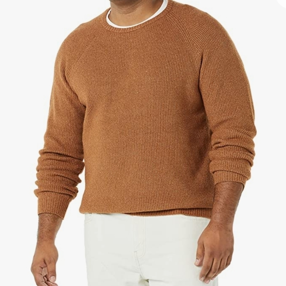 Amazon Essentials Men's Long-Sleeve Soft Touch Crewneck Sweater Dark Camel XL